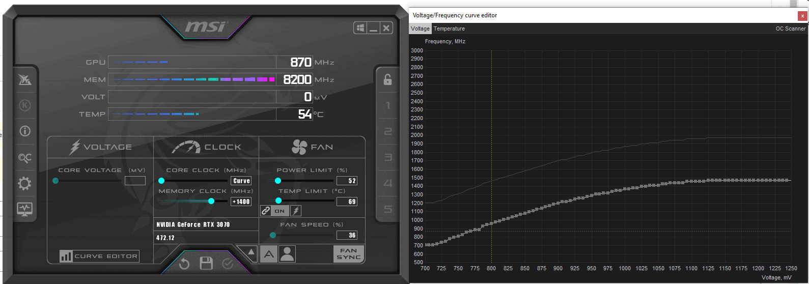 msi afterburner core clock lock