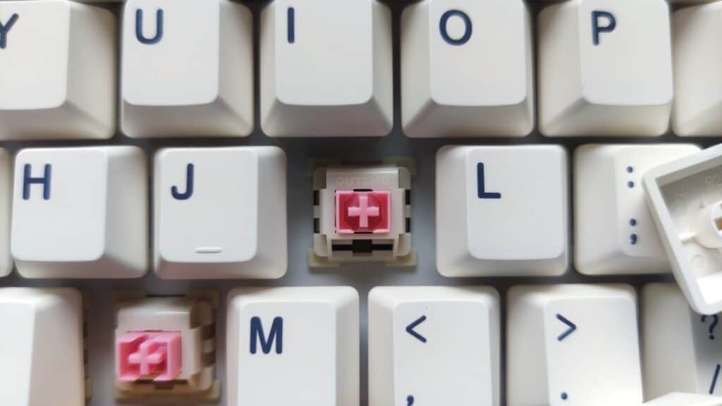 Outemu magnetic pink switch close-up
