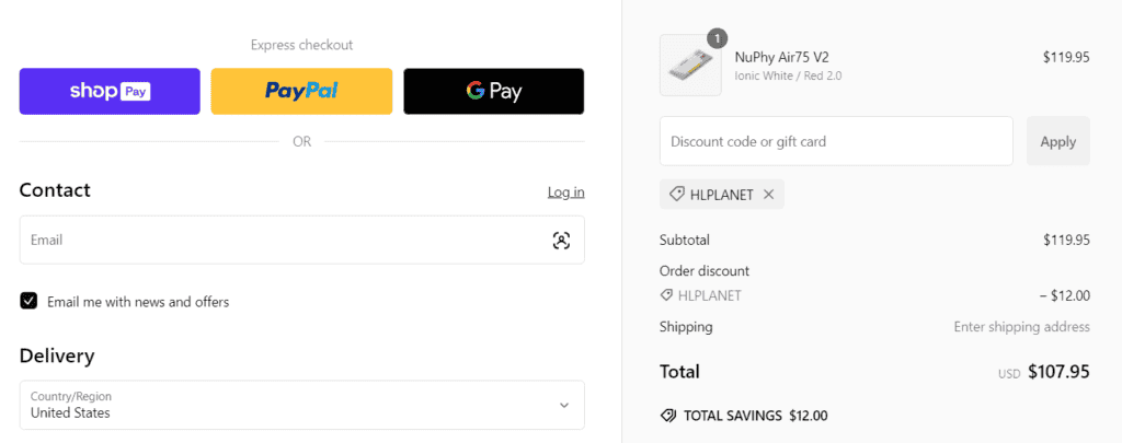 Nuphy store promo code in action