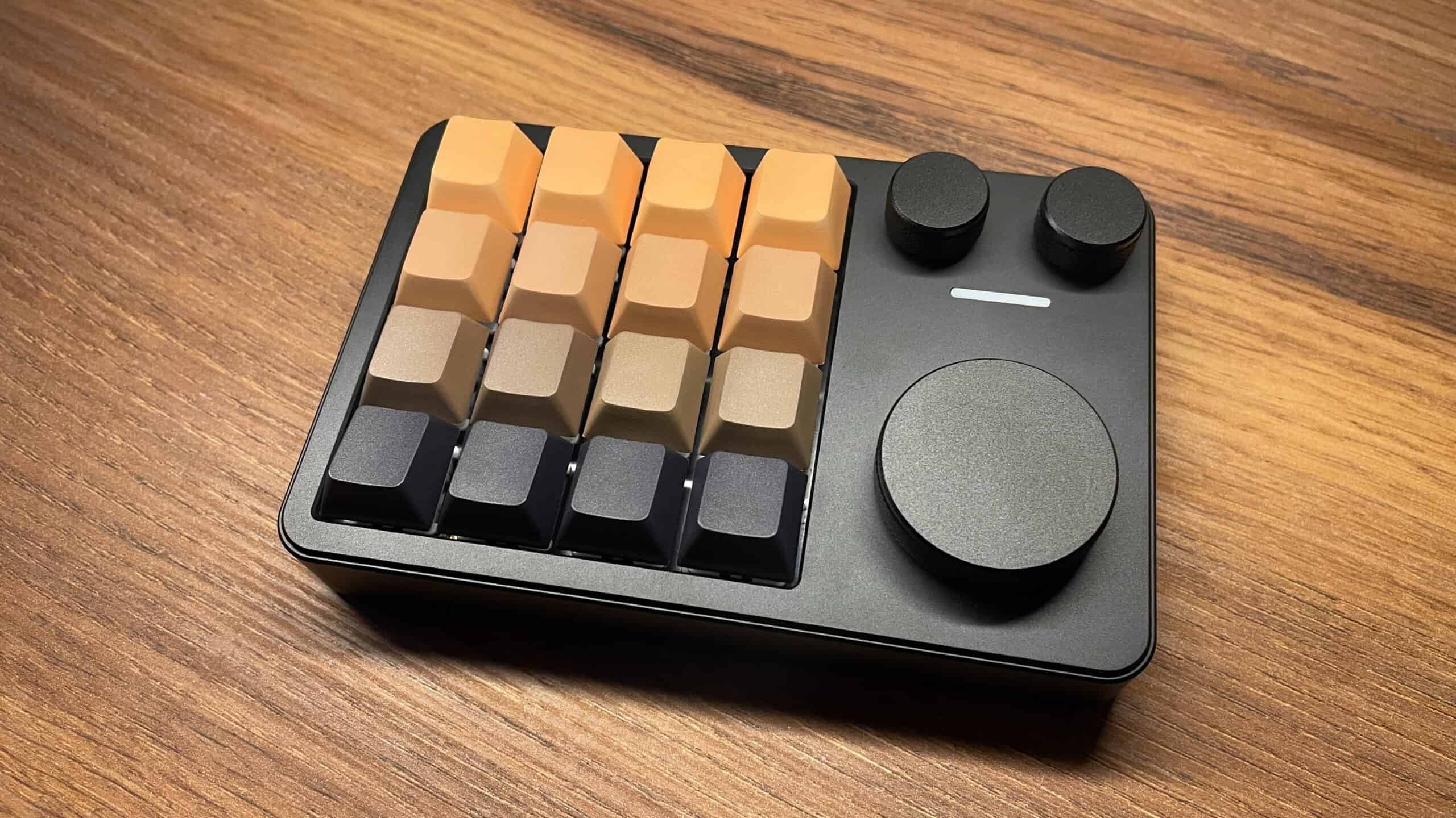 Simple desk shot showing the Cybrix 16 macropad.