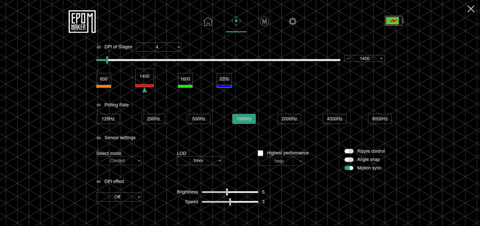 Epomaker Carbon X web driver screenshot (second tab)