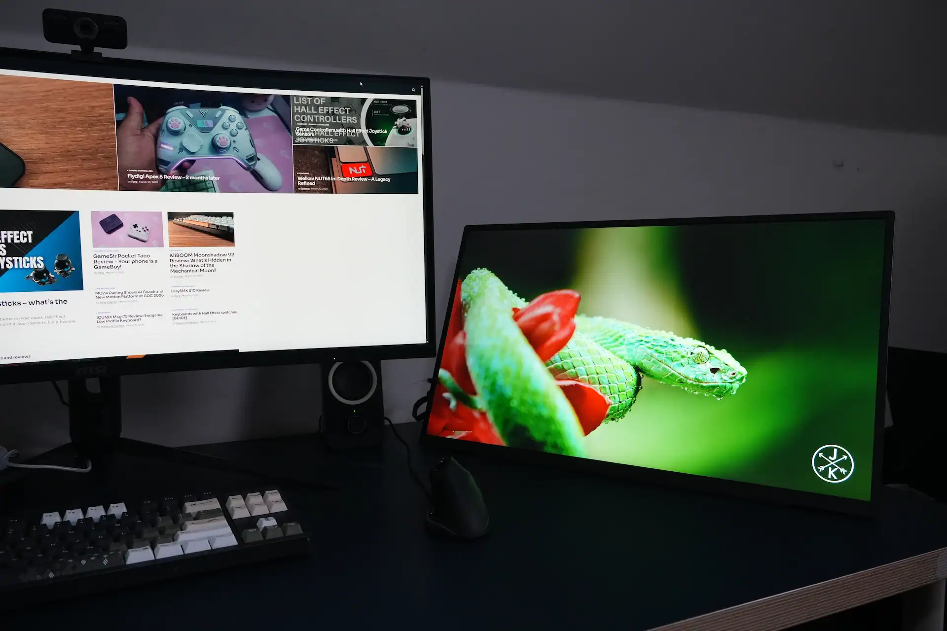 UPerfect UMax 27 Switches next to MSI MAG342CQPV 34-inch ultrawide on desk — side by side size comparison