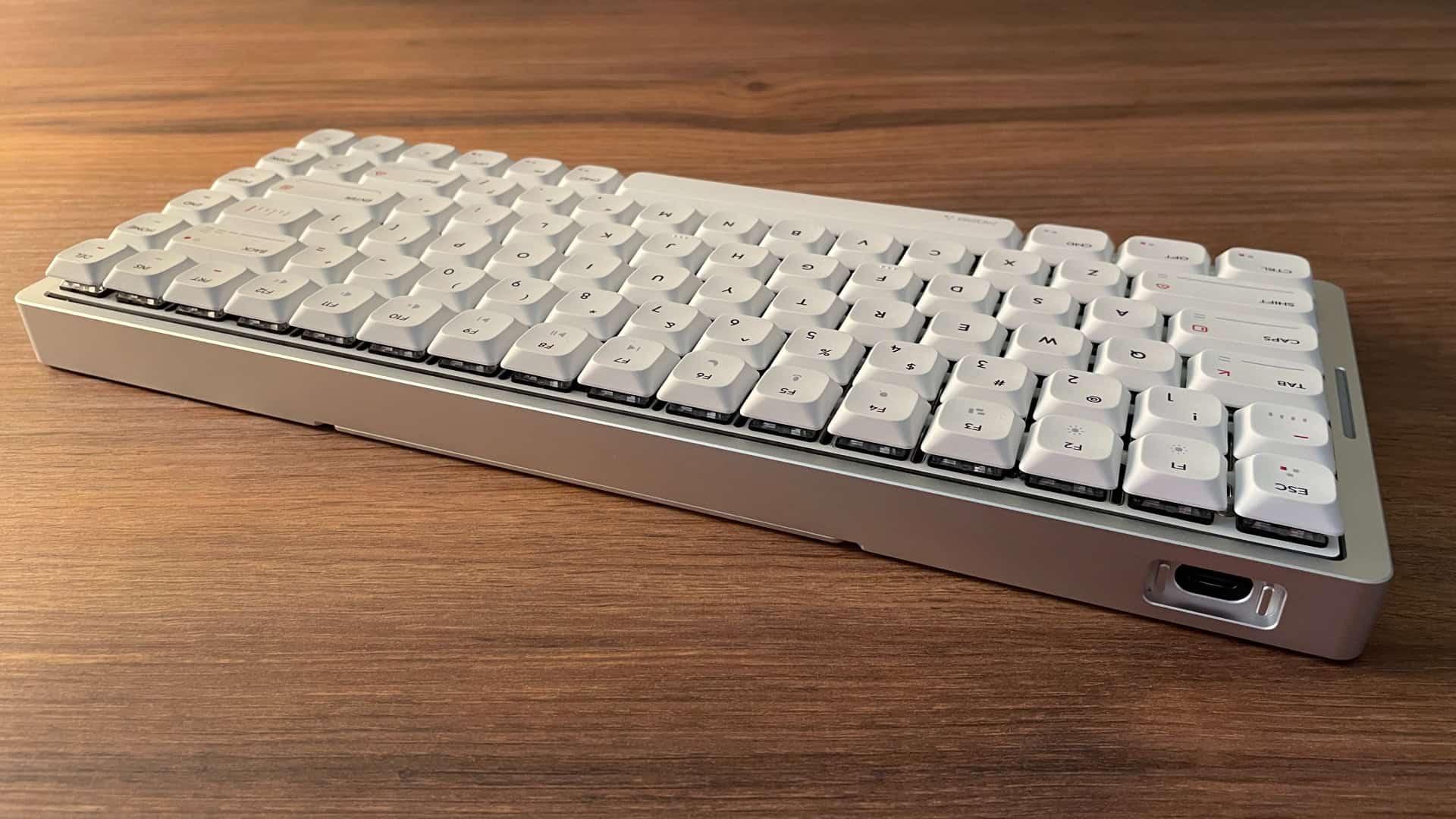 Rear view of the IQUNIX MQ80 mechanical keyboard, showing the back edge design.