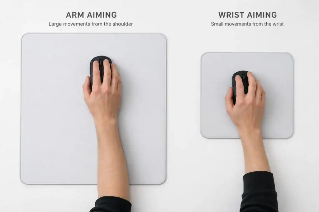 Wrist vs arm aiming with mouse