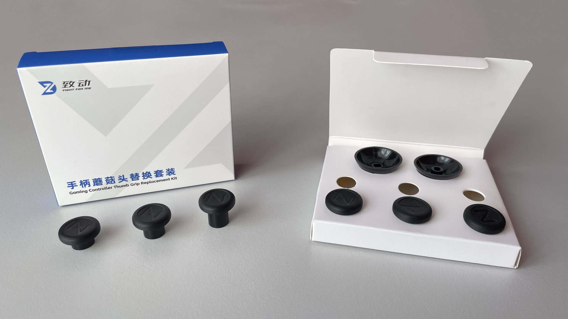 Close-up of the ZD “Standard” interchangeable thumbstick set, showing its design and finish.
