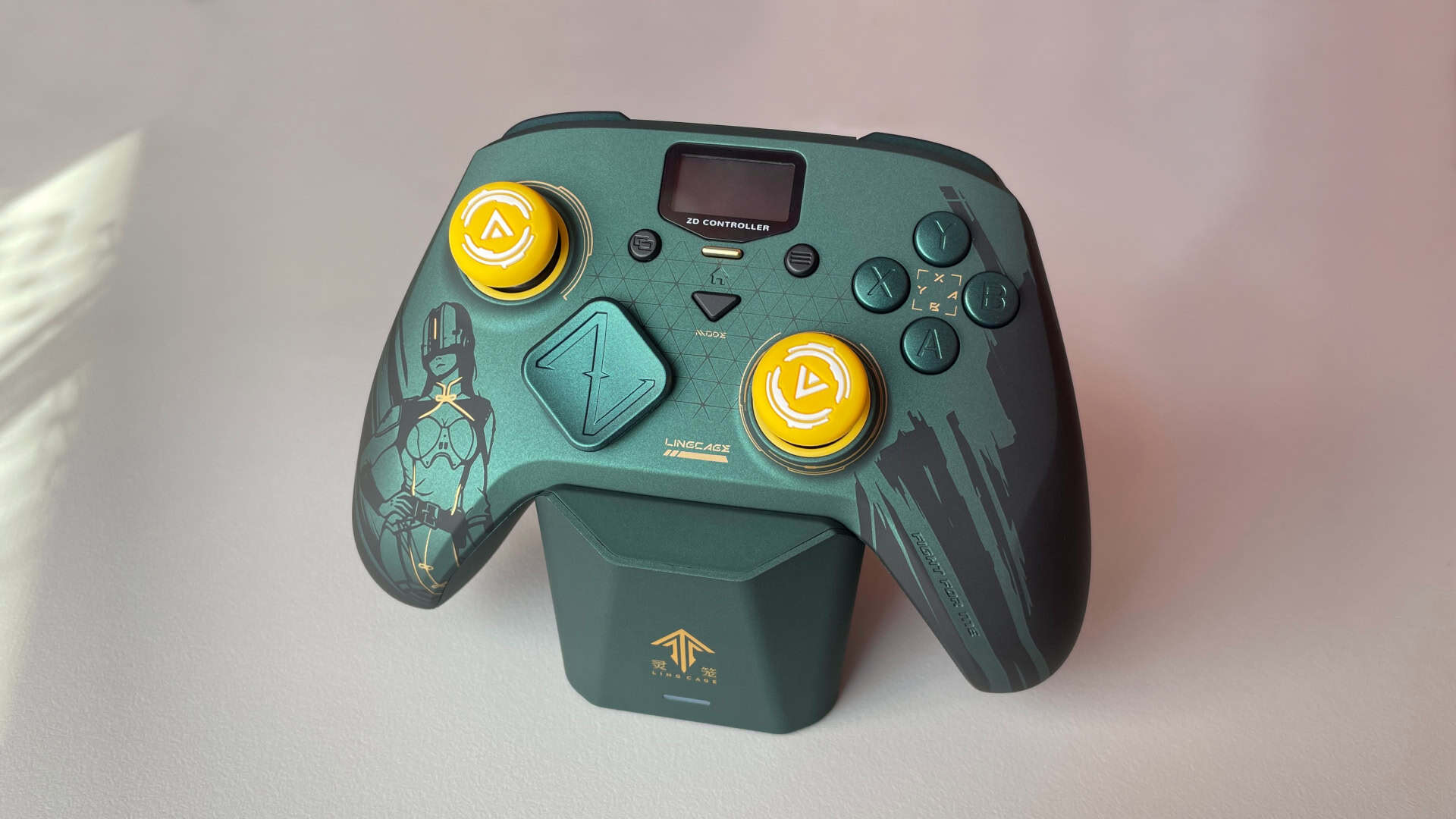 An aesthetic close-up photograph of the ZD Classic Legend Ling Cage Limited Edition controller.