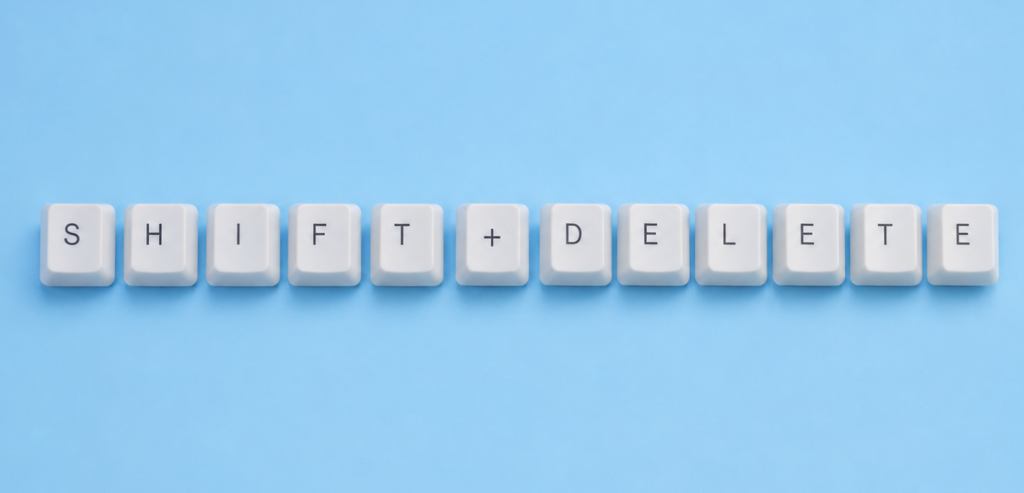 Shift + Delete keyboard shortcut keys for permanent file deletion