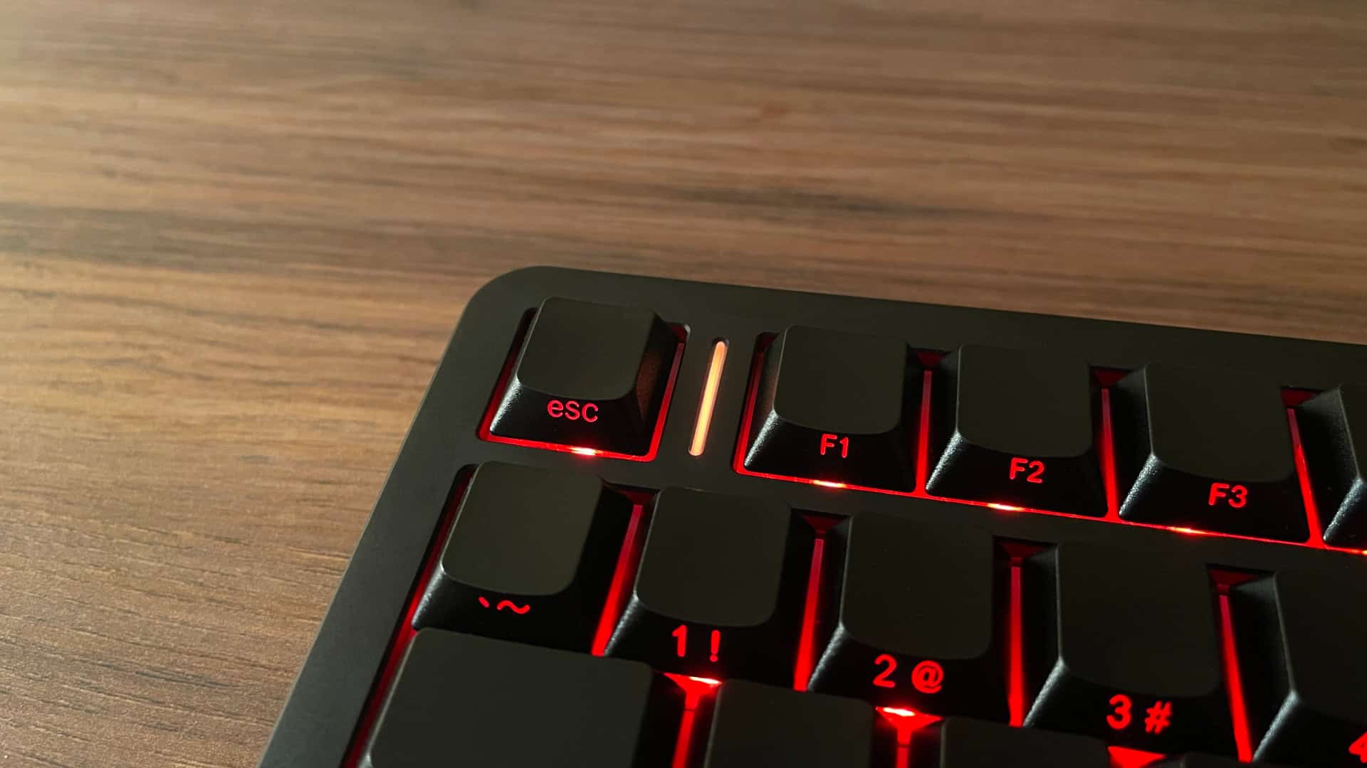 Close-up view of the left RGB light strip on the XVX L75 Air, which functions as a connection mode and status indicator.
