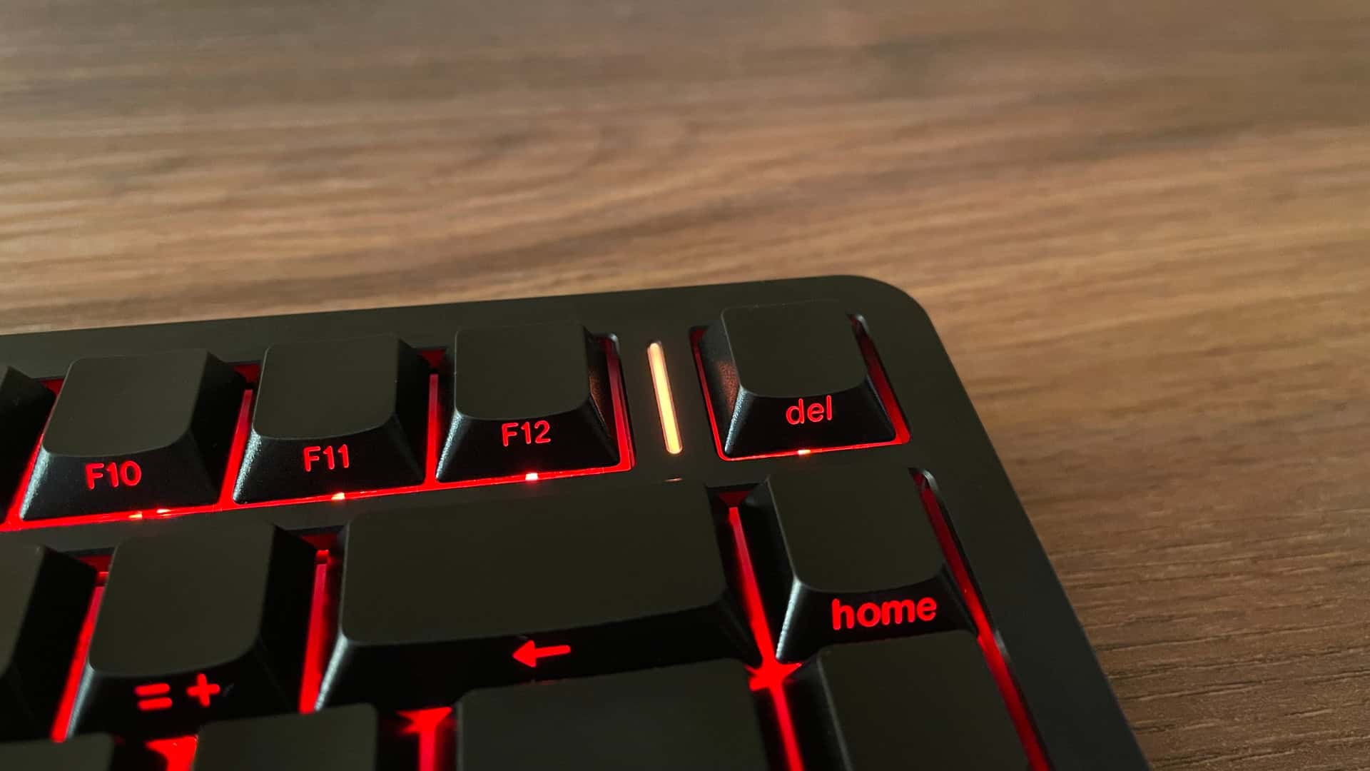 Close-up view of the right RGB light strip on the XVX L75 Air, highlighting the keyboard’s decorative lighting element and minimalist design accent.