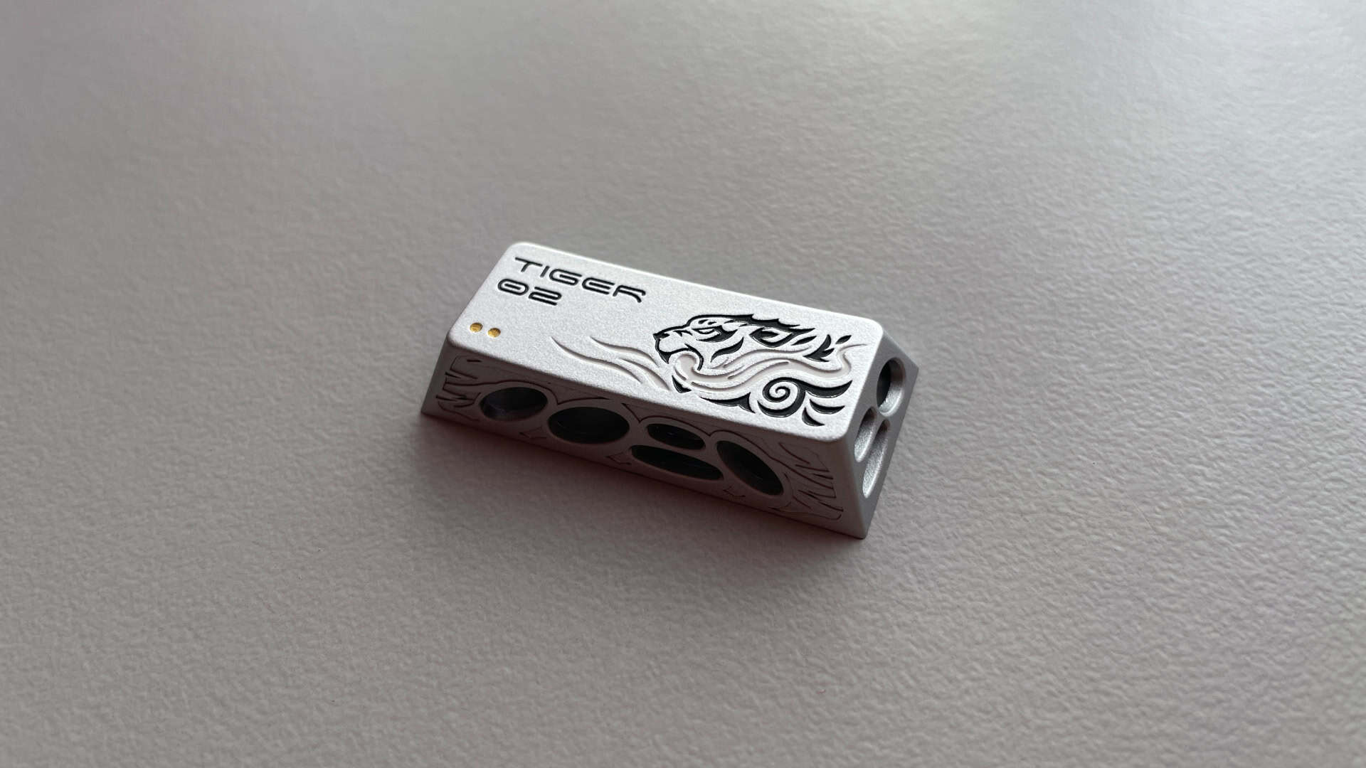 XVX Holy Beasts Series White Tiger aluminum Enter keycap with tiger engraving.
