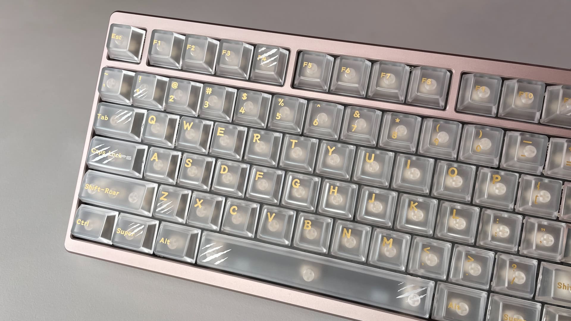 XVX Holy Beasts Series White Tiger keycaps on the ATK × QK Hex80 mechanical keyboard.