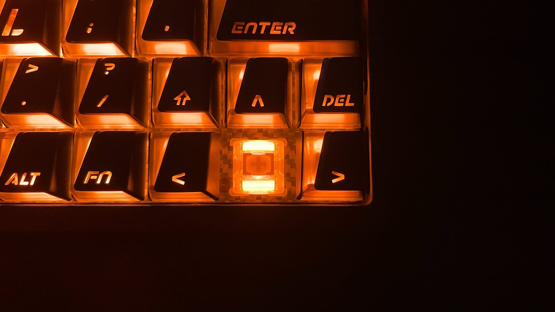 Close-up view of a switch on the XVX Trooper63 HE showing the two LED positions used for its Gemini Dual-Lighting RGB System.