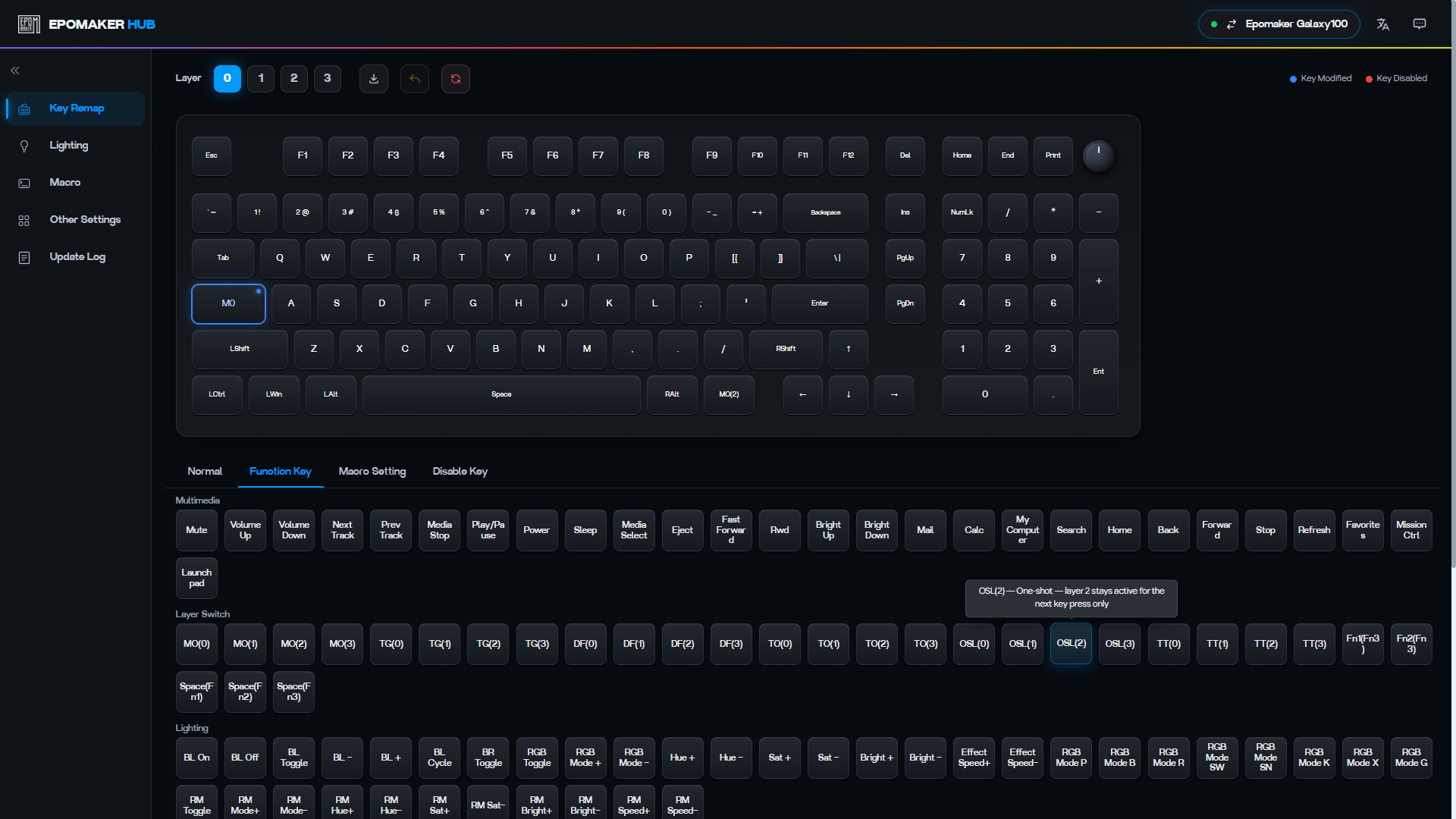Epomaker Galaxy100 Review – A $100 Aluminum Keyboard with a Numpad and a Knob! 11 Epomaker Hub interface used to configure the Epomaker Galaxy100 keyboard.