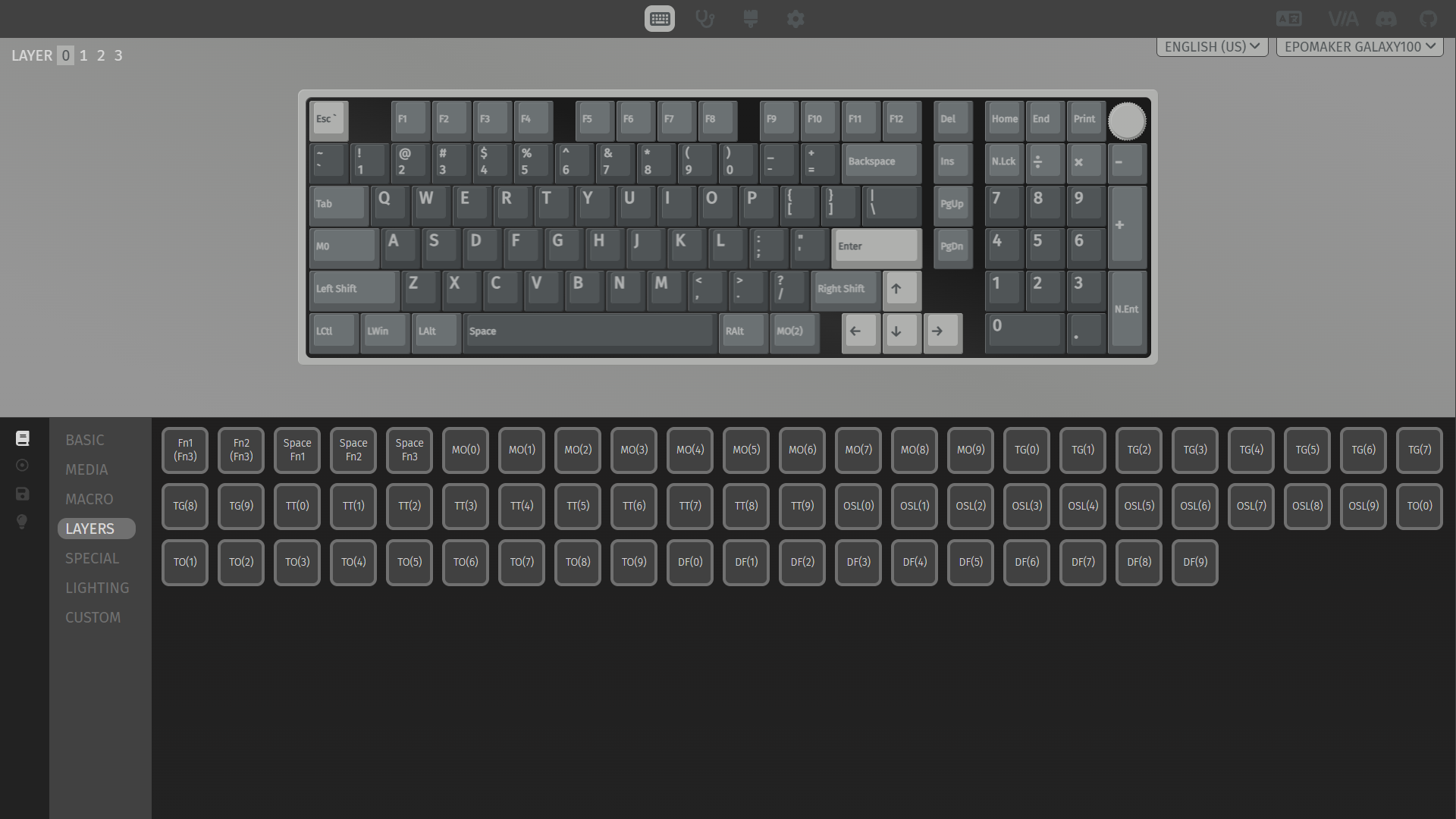 Epomaker Galaxy100 Review – A $100 Aluminum Keyboard with a Numpad and a Knob! 10 Epomaker Galaxy100 configuration interface shown in VIA.