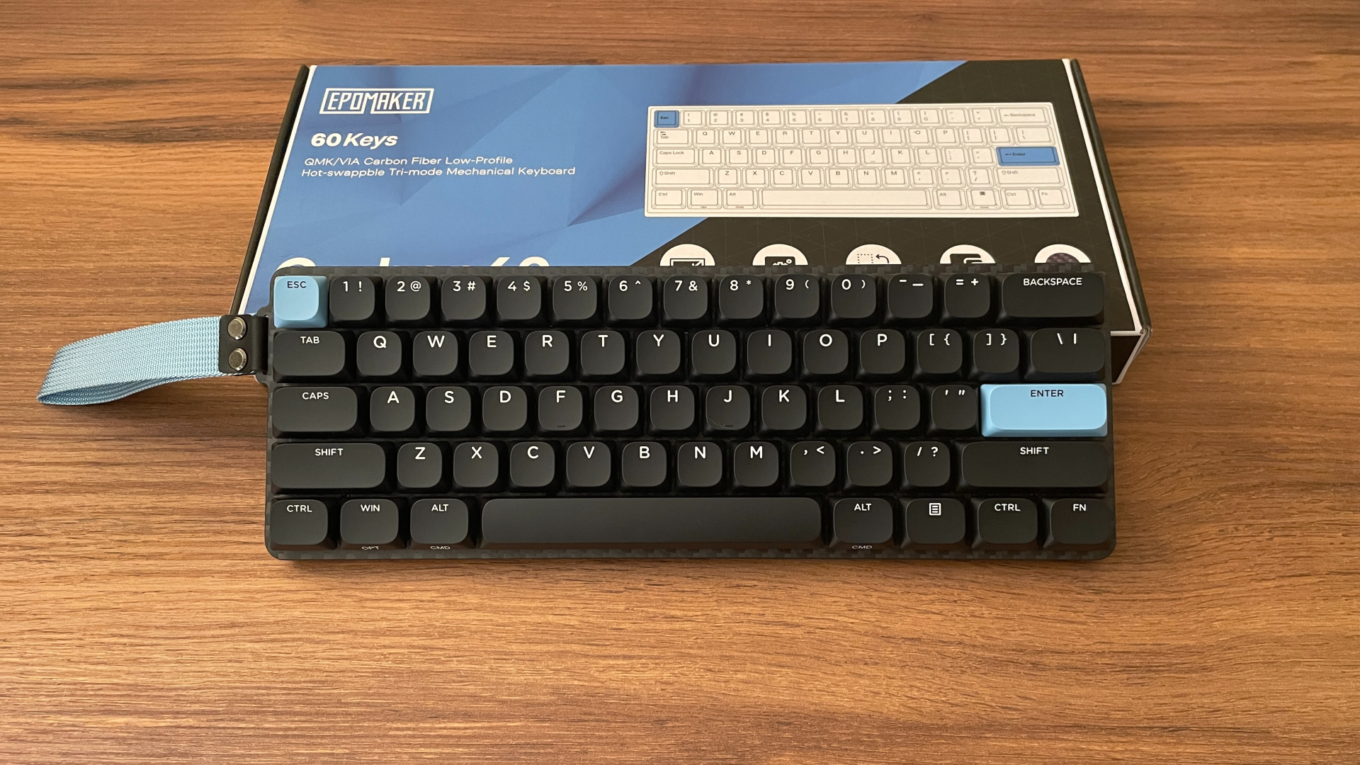 Epomaker Carbon60 Review – A Portable Low-Profile Keyboard with a Carbon Fiber Case 6 Epomaker Carbon60 low-profile mechanical keyboard with a carbon fiber case and compact 60% layout.