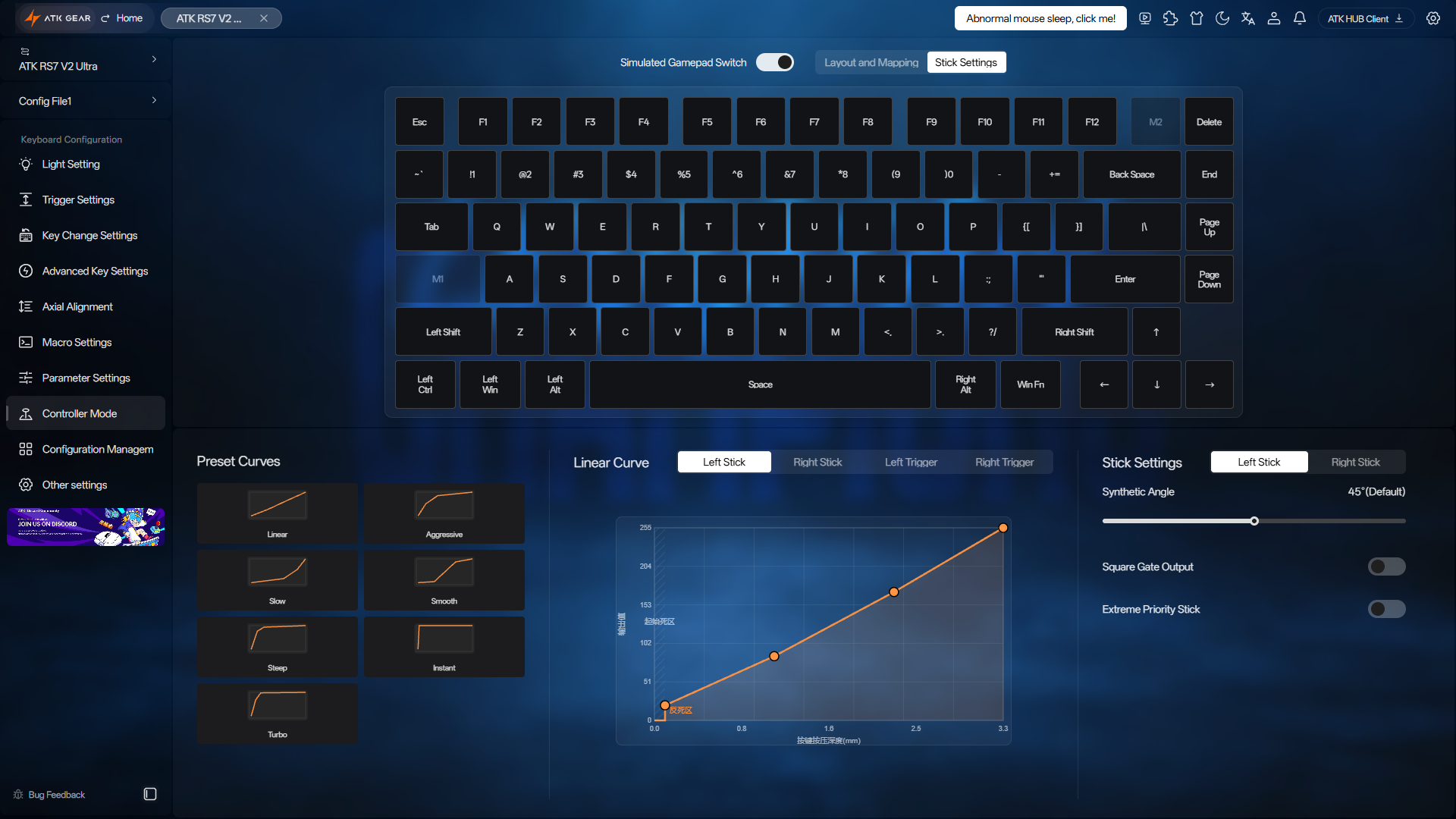 ATK RS7 V2 Ultra Review – A 75% Hall Effect Keyboard With A Twist 23 ATK HUB software with the Controller Mode tab open.