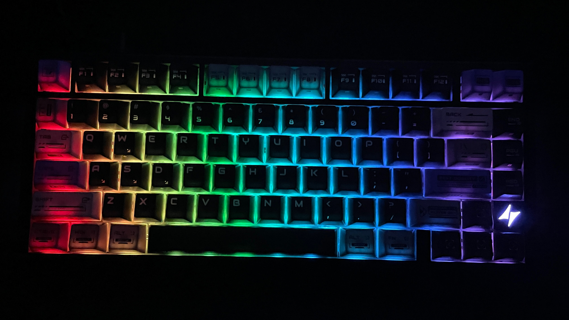 ATK RS7 V2 Ultra Review – A 75% Hall Effect Keyboard With A Twist 15 The ATK RS7 V2 Ultra keyboard in the dark with its preinstalled PBT keycaps and RGB lighting on.